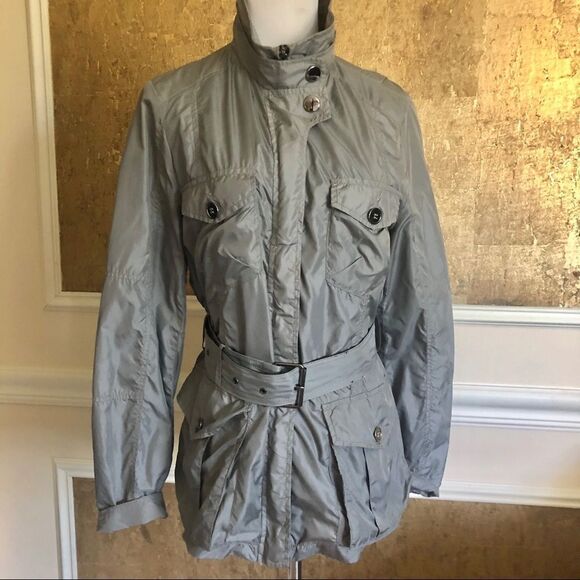 Zara gray lightweight belted utility jacket L - Picture 2 of 8